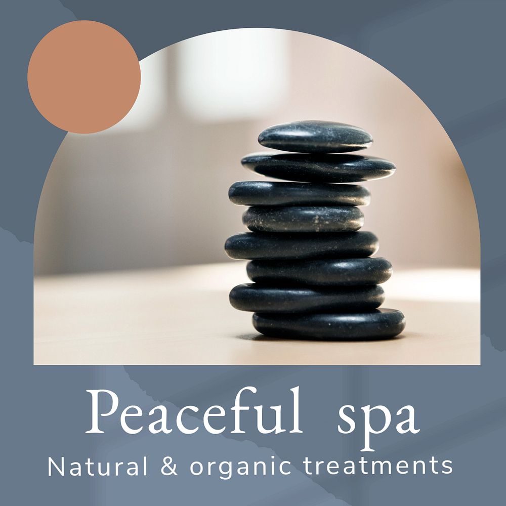 Peaceful spa Instagram post template, zen stones photo