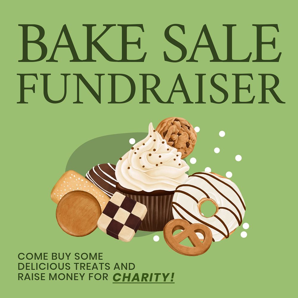 Bake sale Instagram post template, charity ad