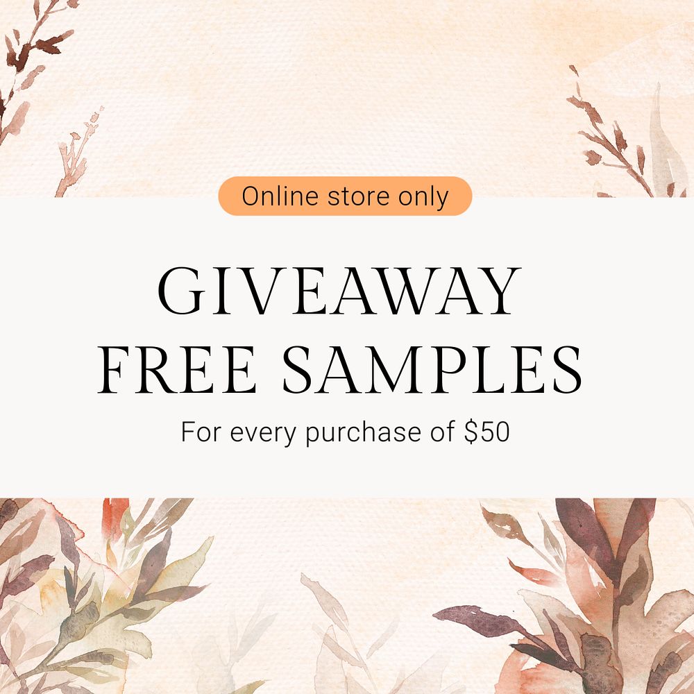 Online promotion Instagram post template, editable watercolor design