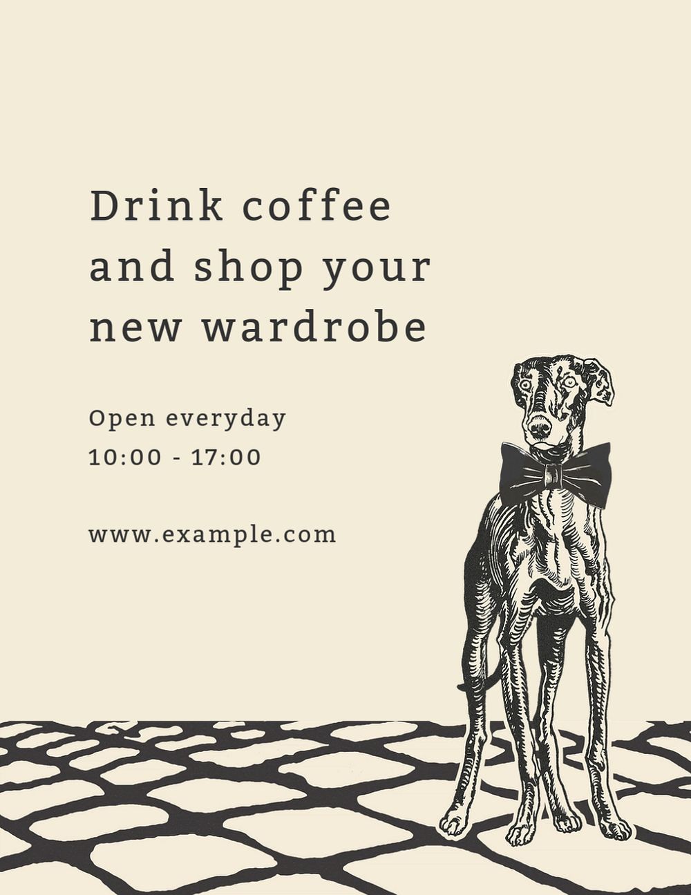 Coffee shop flyer, dog editable design remixed from artworks by Moriz Jung