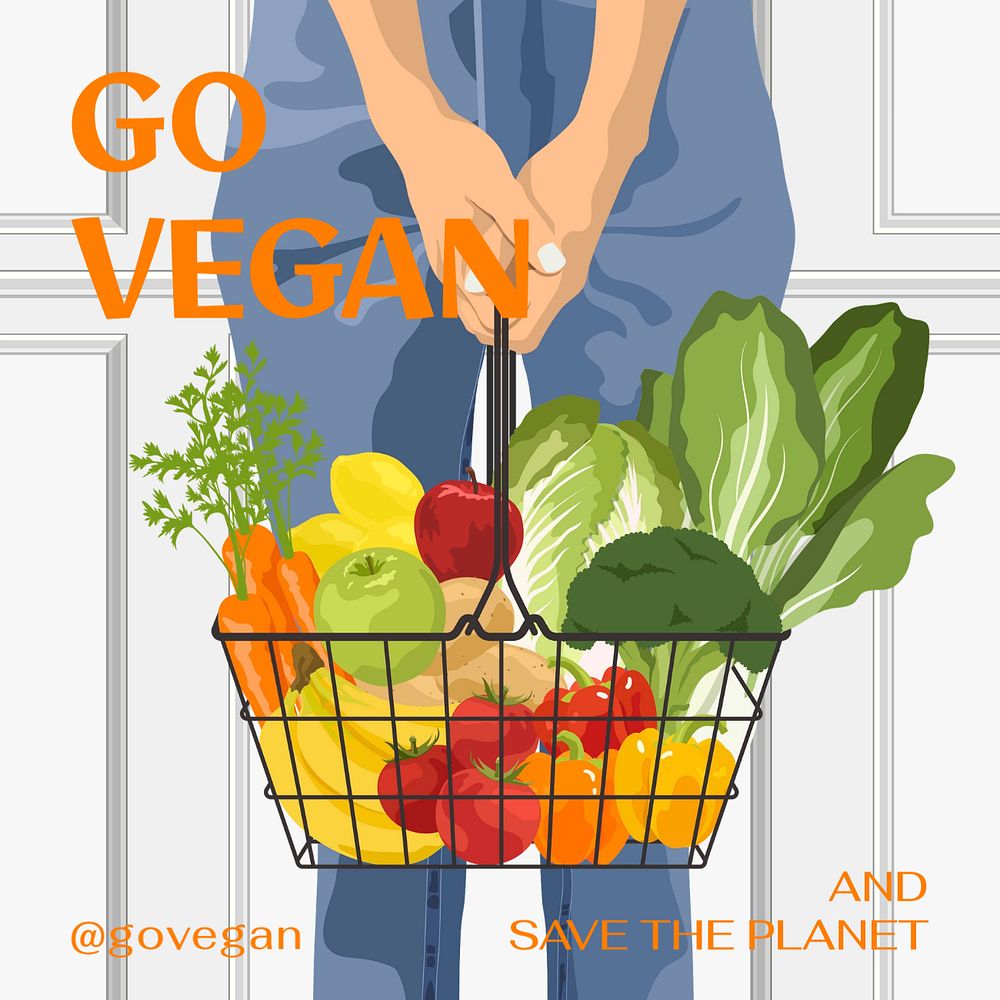 Vegan Instagram post template, editable design