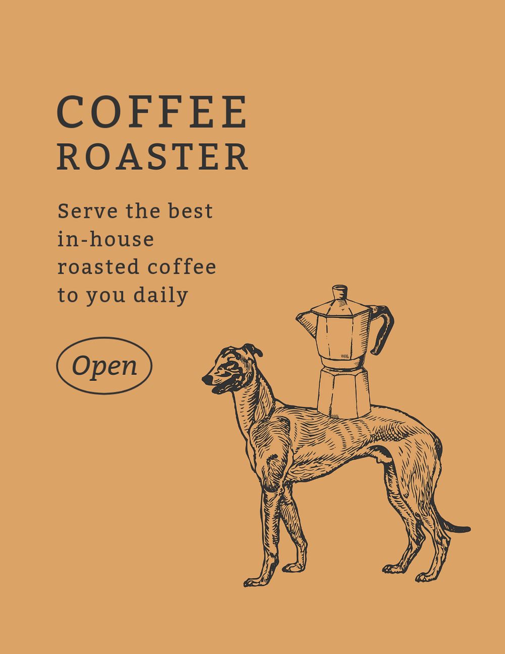 Coffee shop flyer, dog editable design remixed from artworks by Moriz Jung