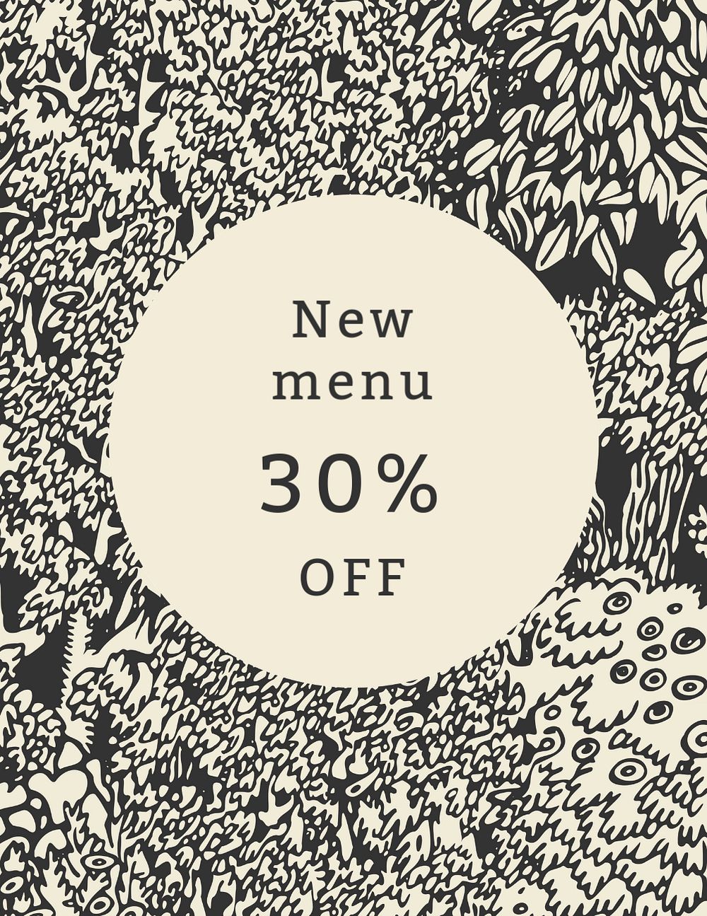 New menu discount flyer, cafe business editable design