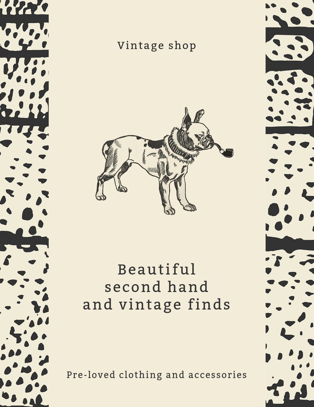 Vintage fashion flyer, dog editable design remixed from artworks by Moriz Jung