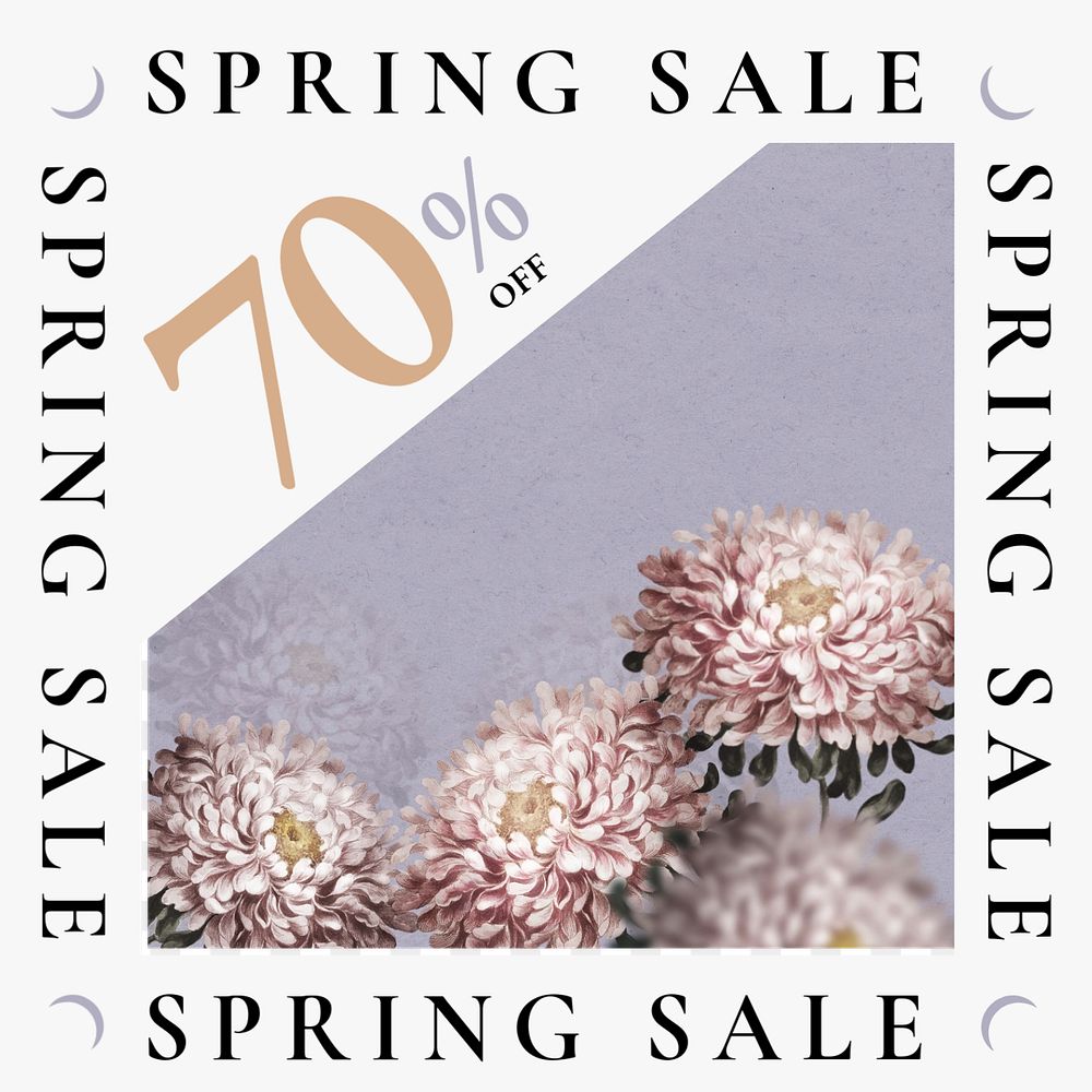 Spring sale Instagram post template, editable floral design