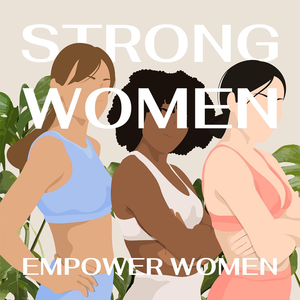 Strong women Instagram post template, editable design