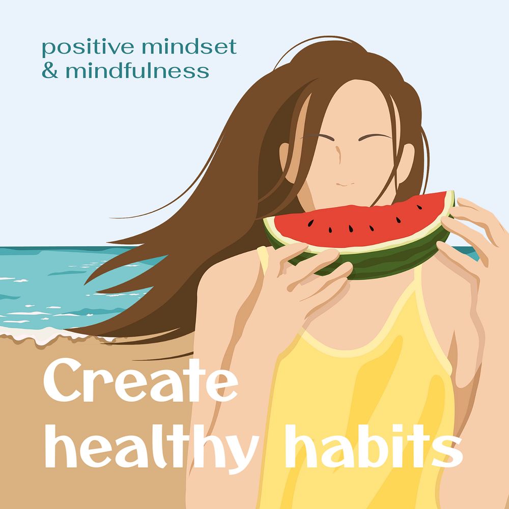 Healthy habits Instagram post template, editable design