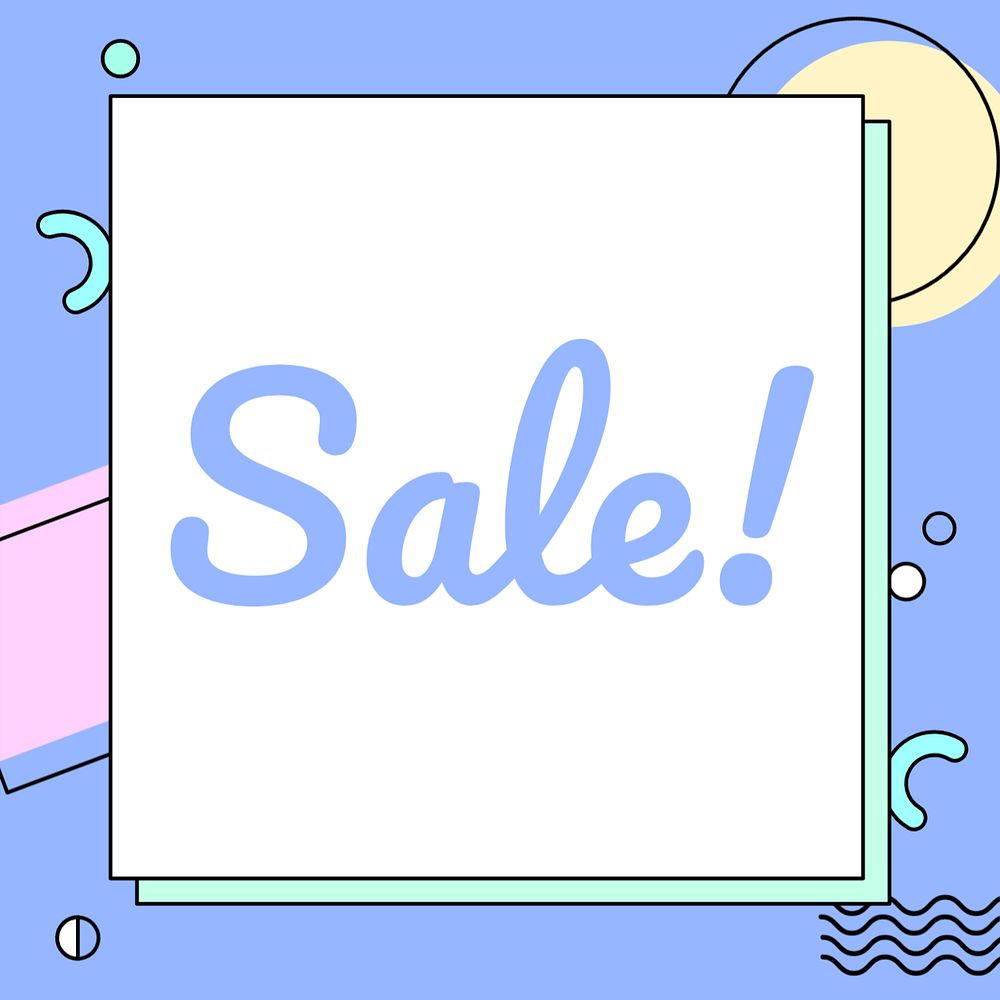 Sale advertisement Instagram post template, cute memphis design