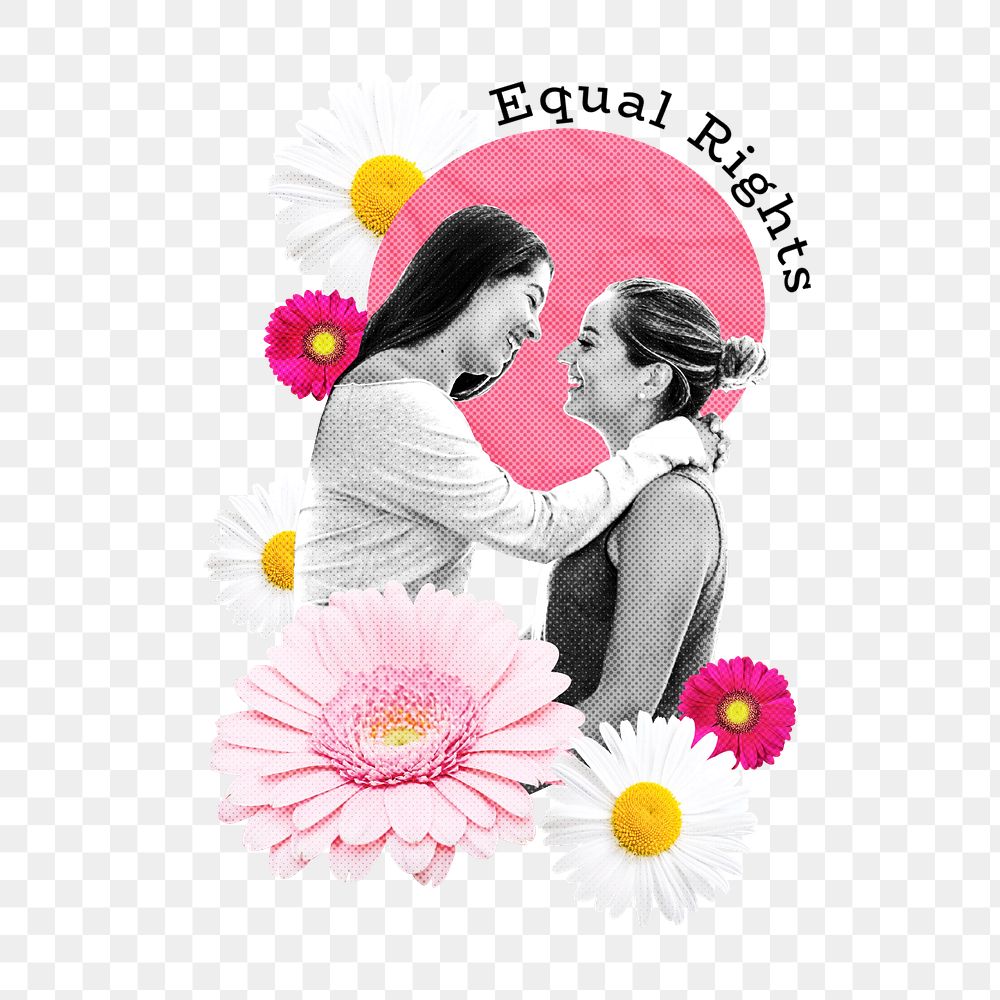 Equal rights sticker, mixed media design with editable word