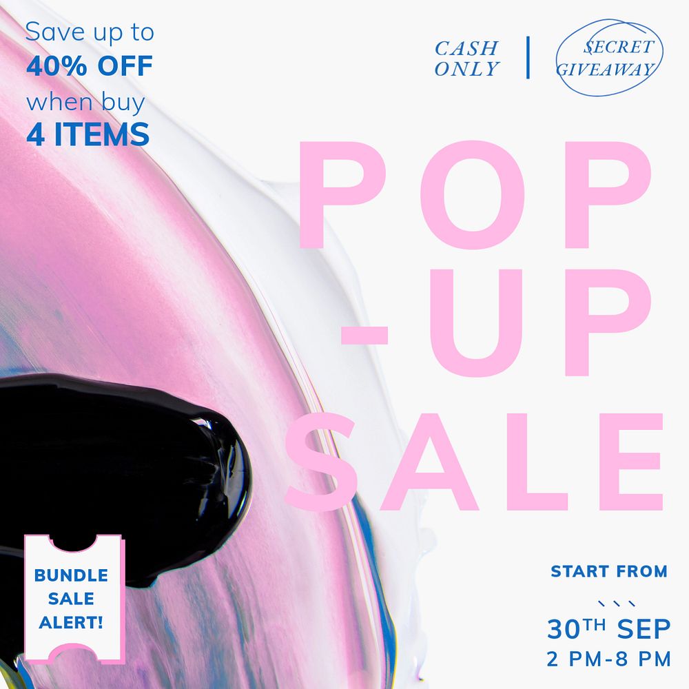 Pop-up sale Instagram post template, editable text