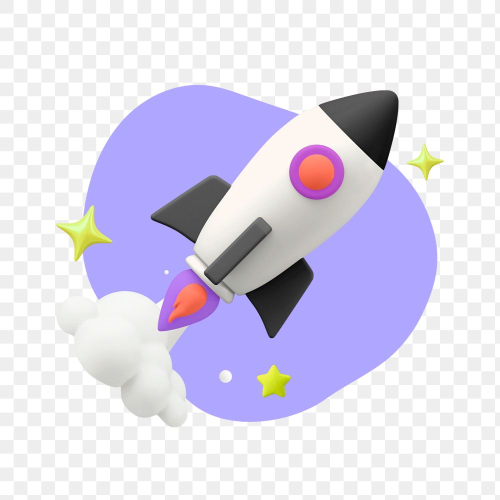 3D spaceship sticker, editable remixed business element design