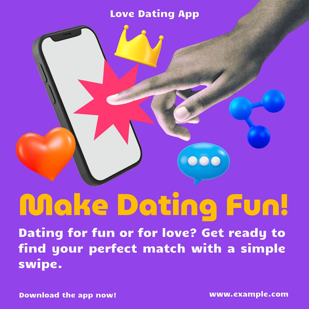 Dating app Instagram post  template, editable business design