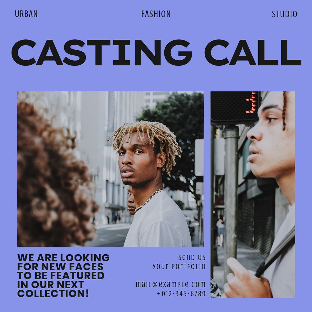 Casting call Instagram ad template, editable colorful design