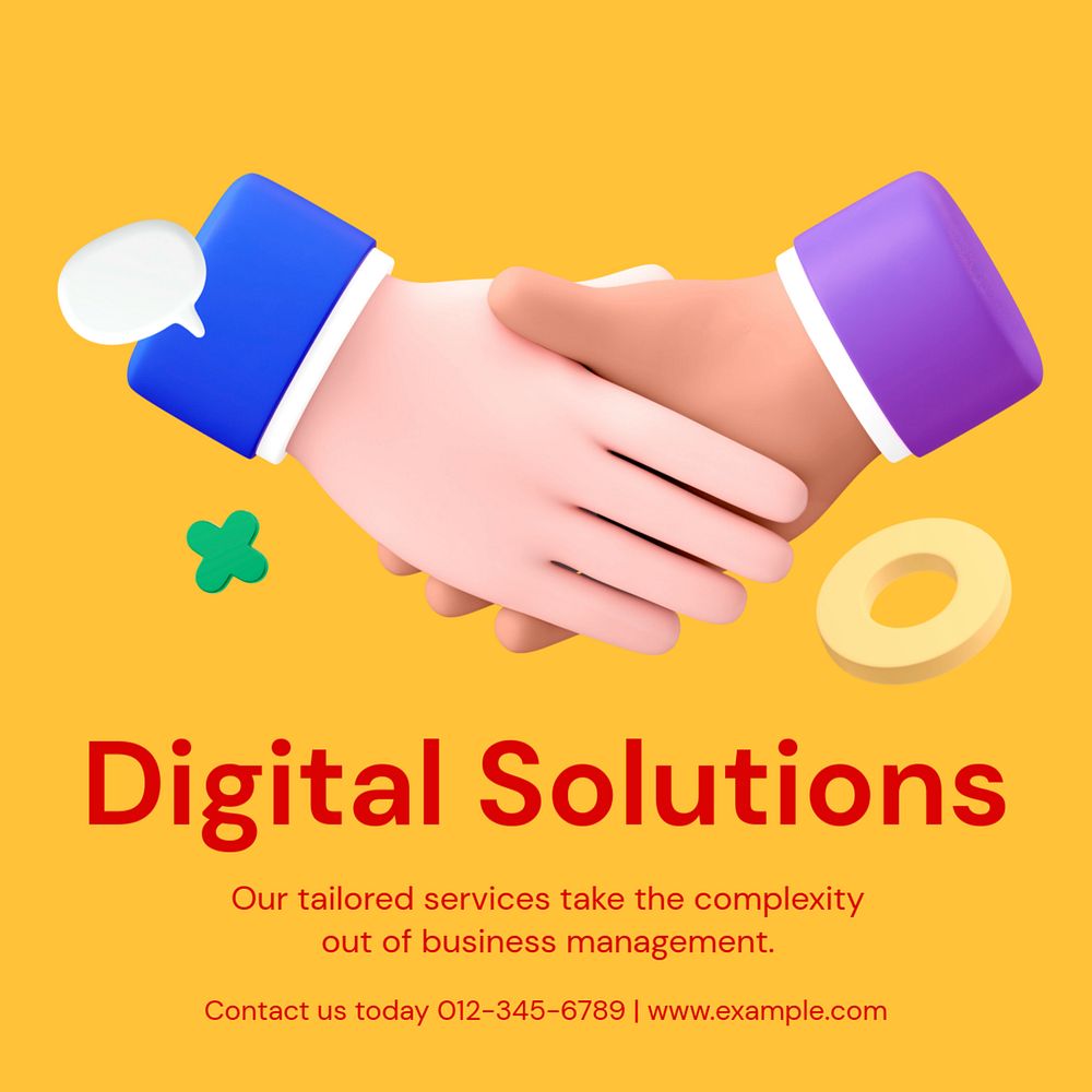 Digital solutions Facebook ad template, editable business design