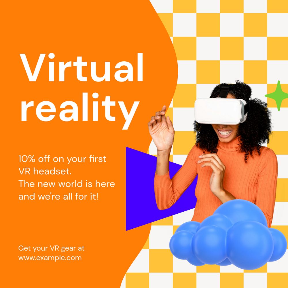 Virtual reality Facebook ad template, editable business design