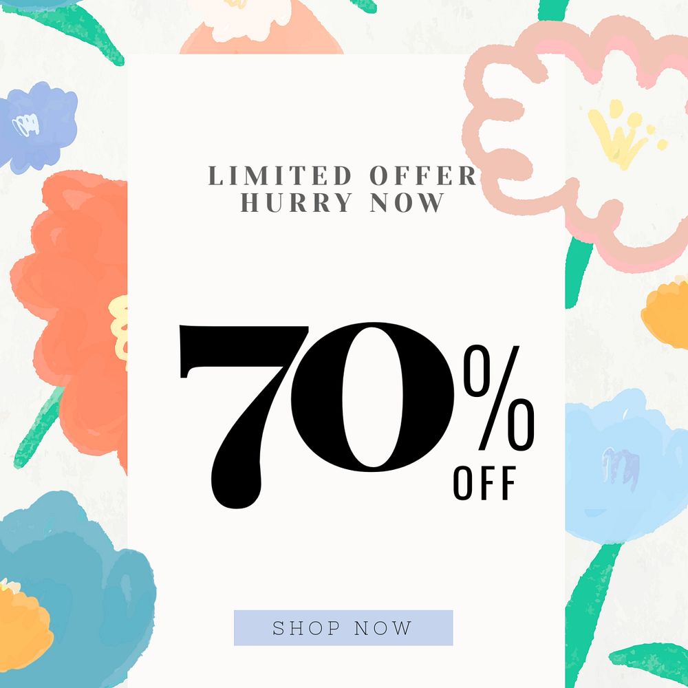 Limited offer Instagram post template, editable floral design