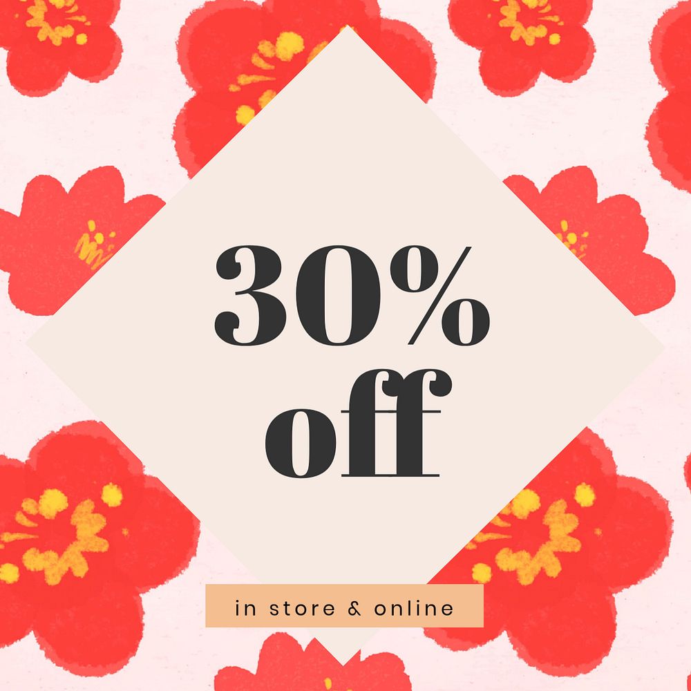 Sale promotion Instagram post template, editable floral design