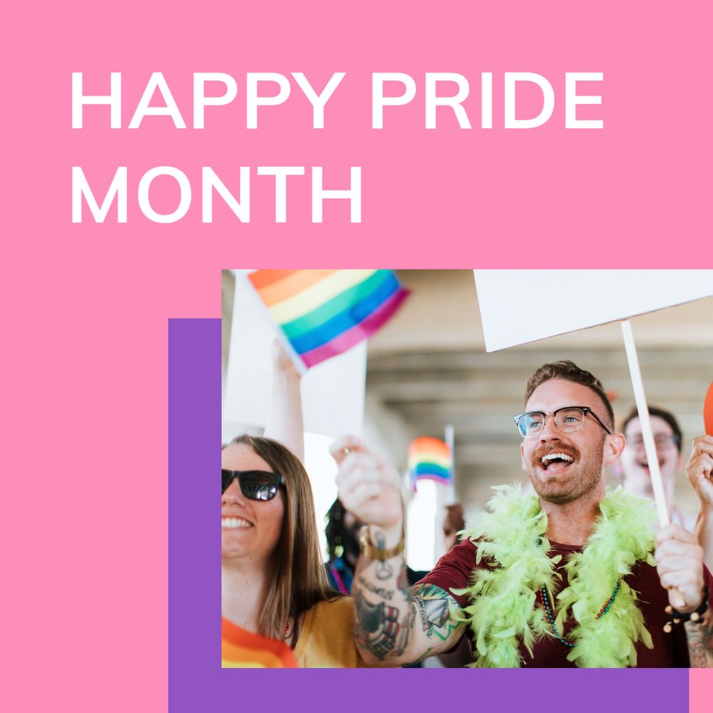 Pride month Instagram post template, LGBTQ community ally