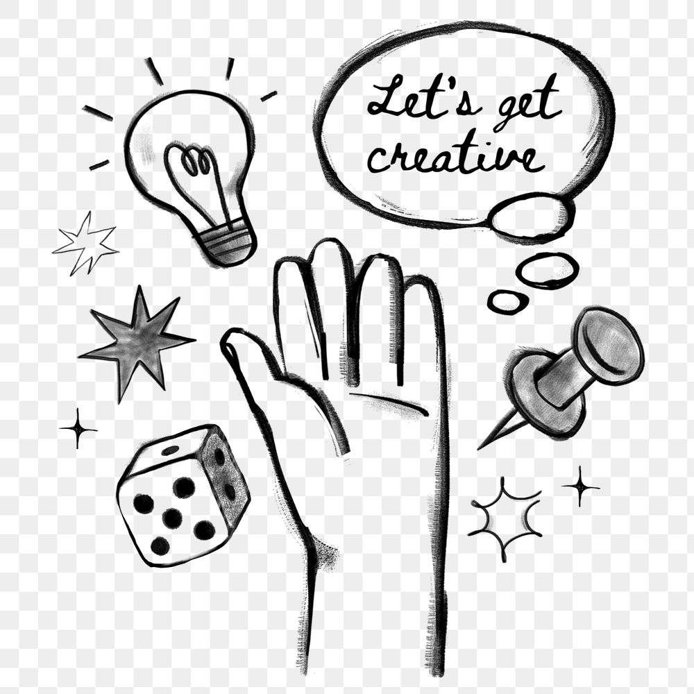 Creative business ideas, cute hand doodle, editable elements