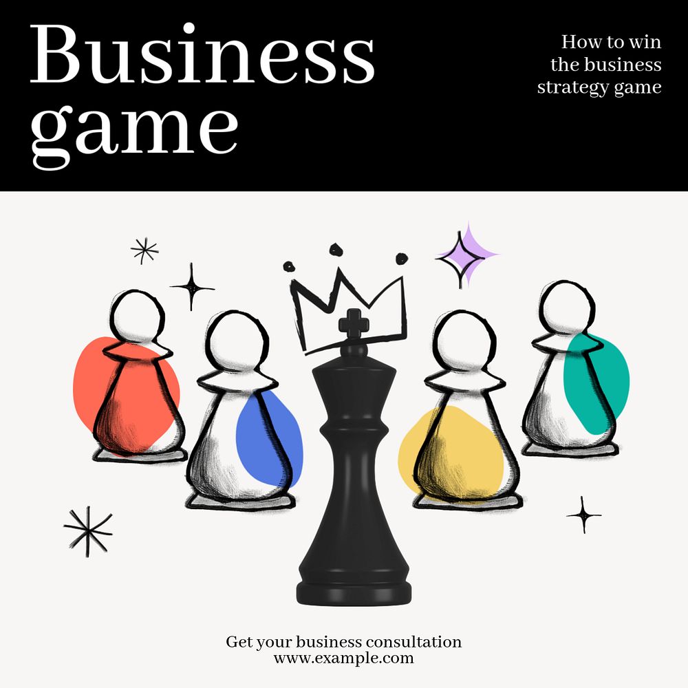 Business game Instagram post template, editable design