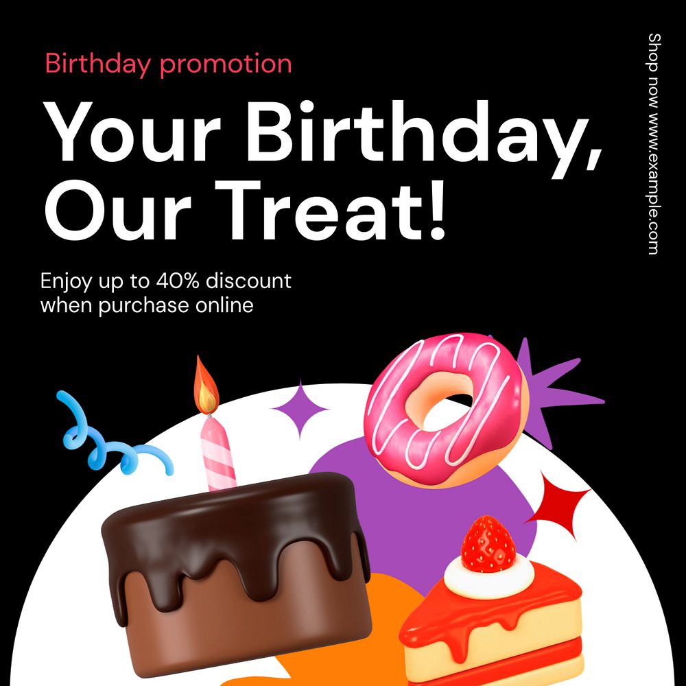 Birthday promotion Facebook ad template, editable business design