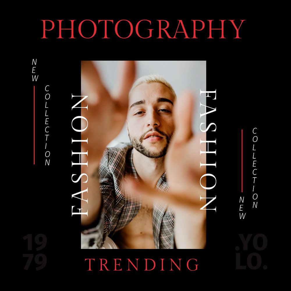 Fashion photography Instagram post template, online magazine