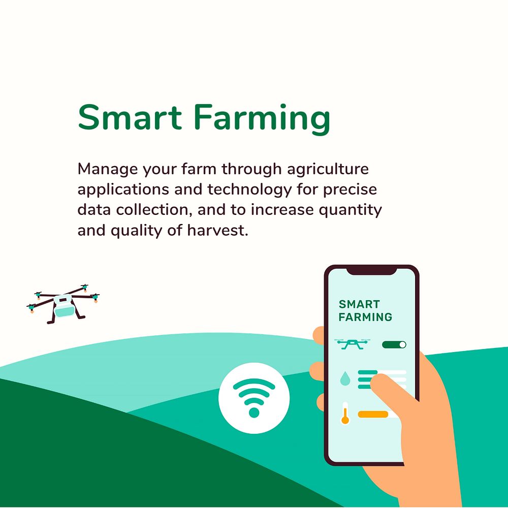 Smart farming Instagram post template, editable agricultural technology design