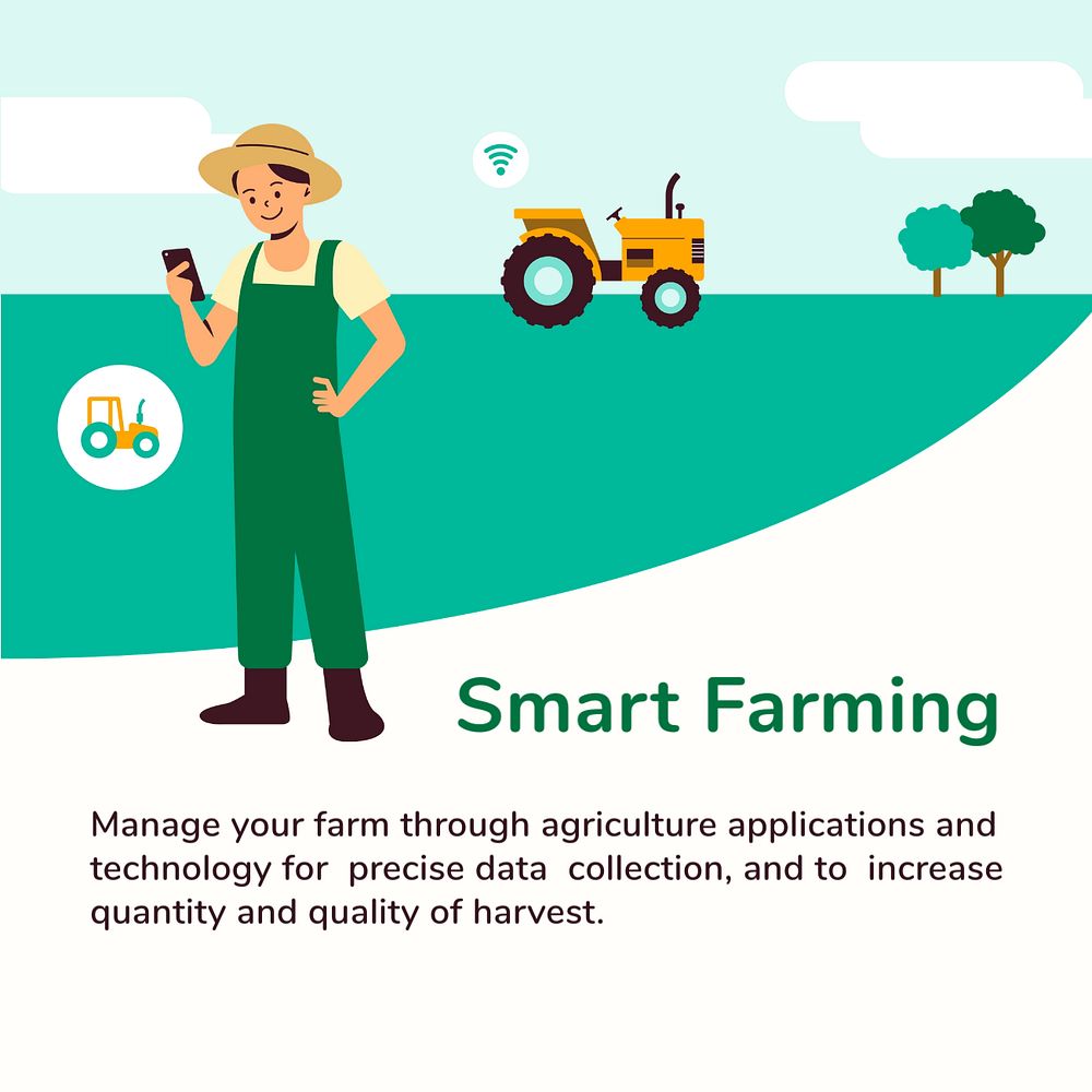 Smart farming Instagram post template, editable agricultural technology design