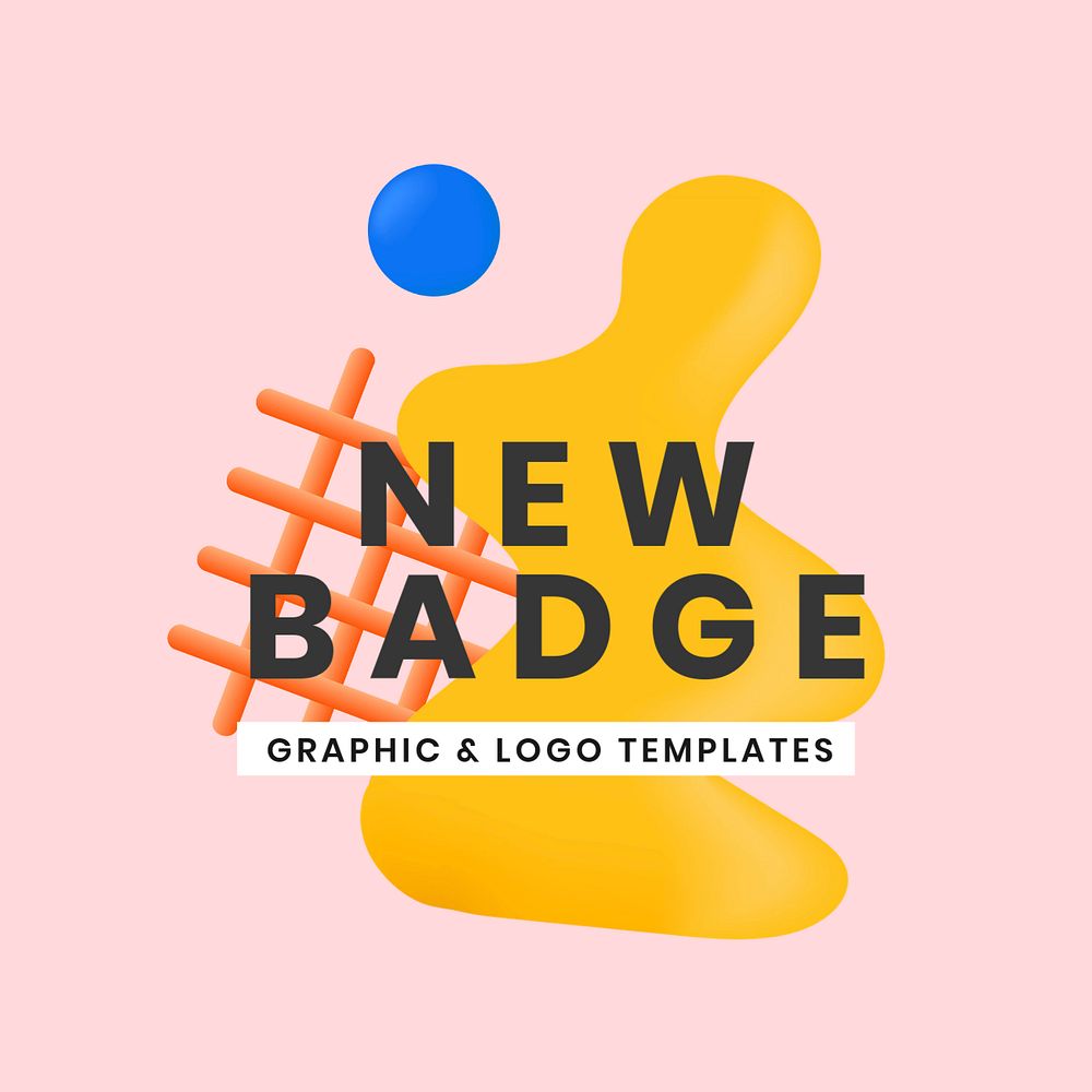 3D shape logo template, editable funky badge design