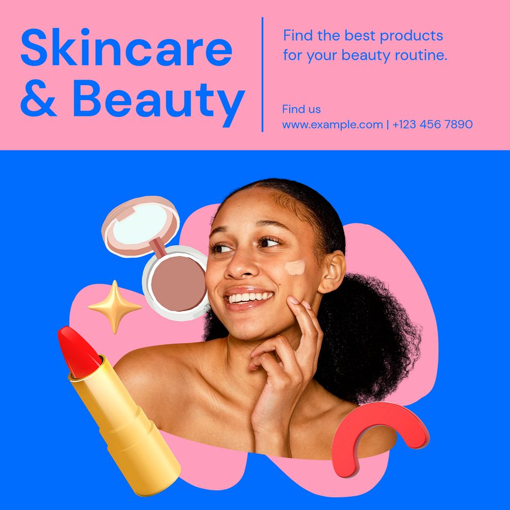 Skincare routine  Facebook post template, editable business design