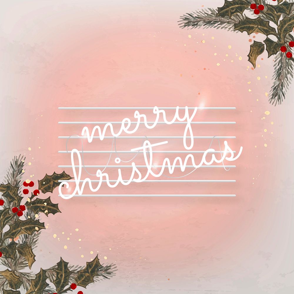 Merry Christmas Instagram post template, holy leaf design