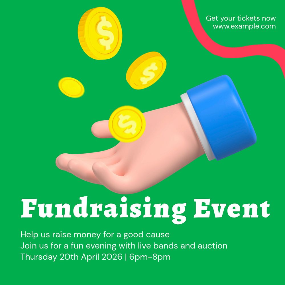 Fundraising event Facebook post template, editable business design