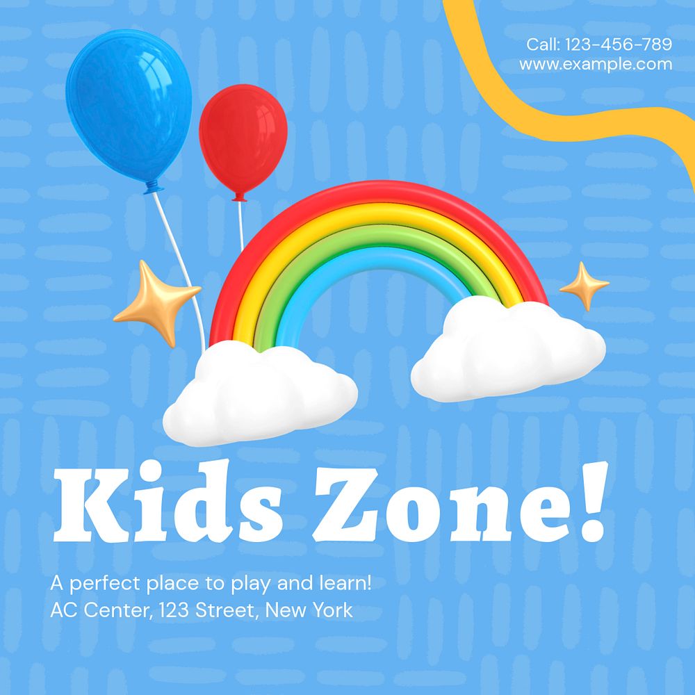 Kids zone Facebook post template, editable business design