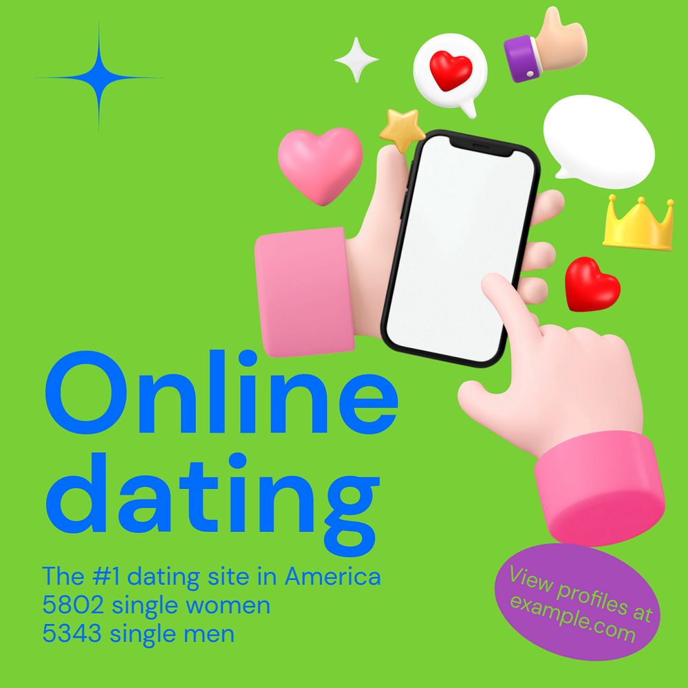 Online dating Facebook post template, editable business design