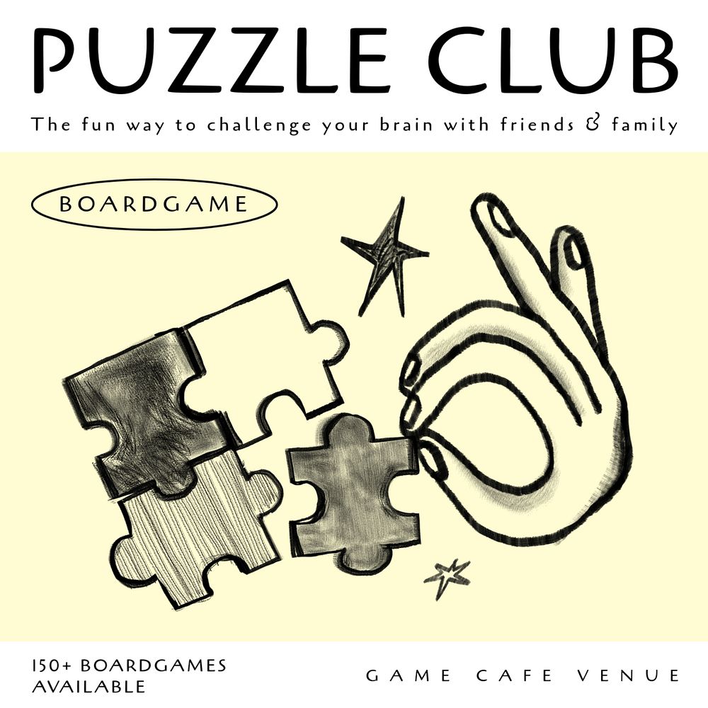 Puzzle club Instagram post template, editable design