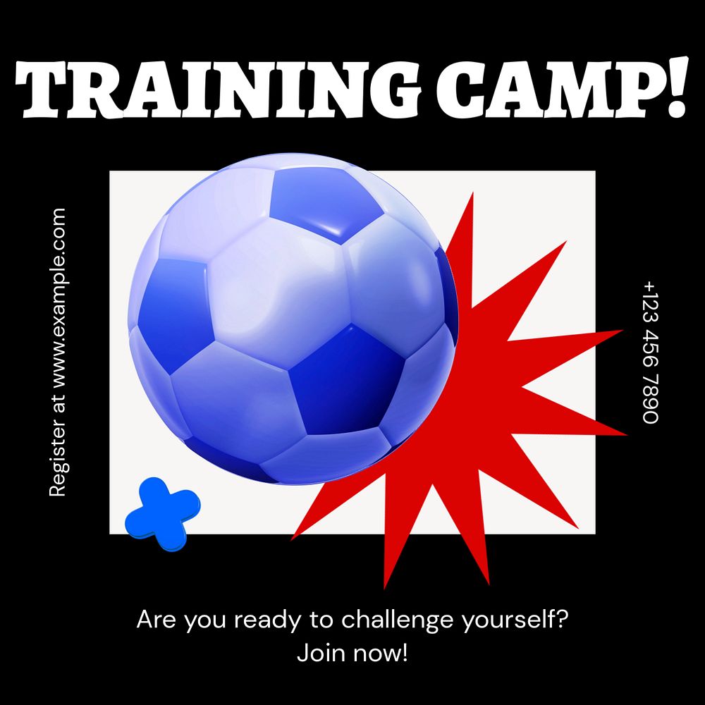 Training camp Facebook post template, editable business design