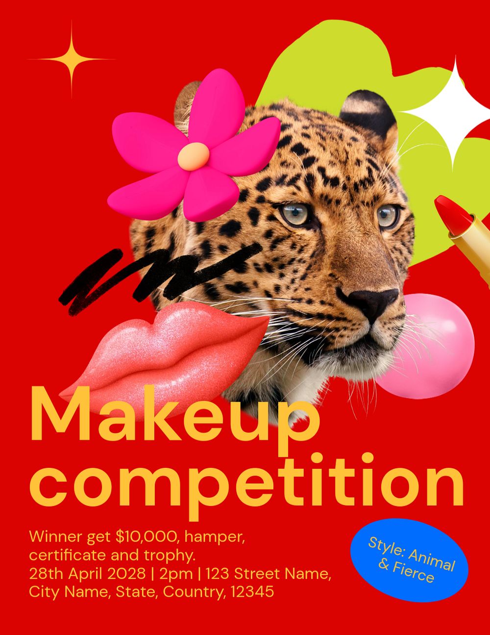 Makeup competition flyer template, customizable design