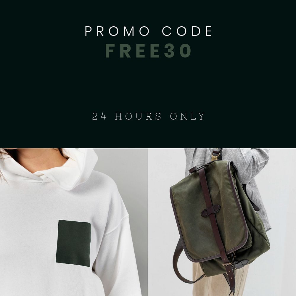 Promo code Instagram post template, editable design