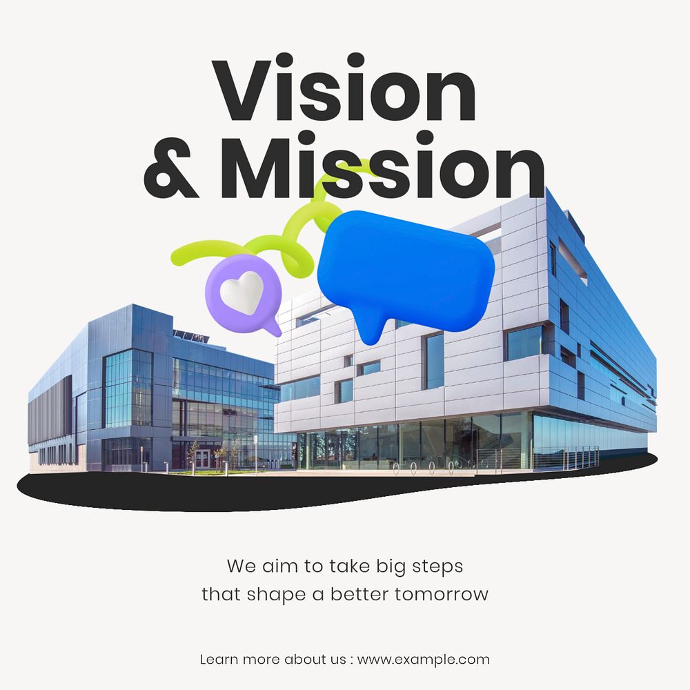 Business vision Instagram post template, editable 3D design