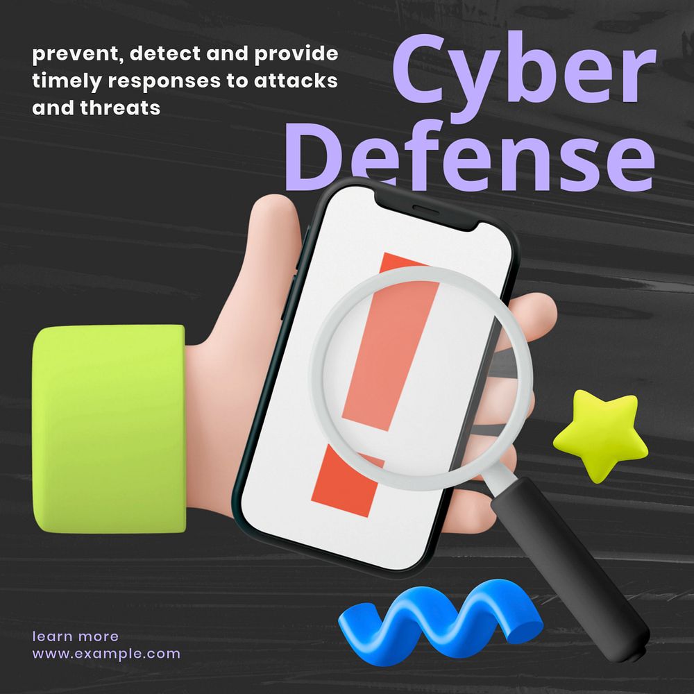 Cyber security Instagram post template, editable 3D design