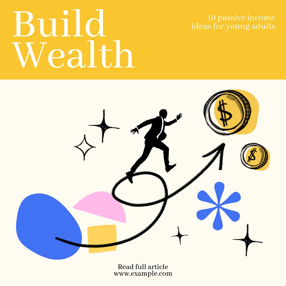 Build wealth Instagram post template, editable design