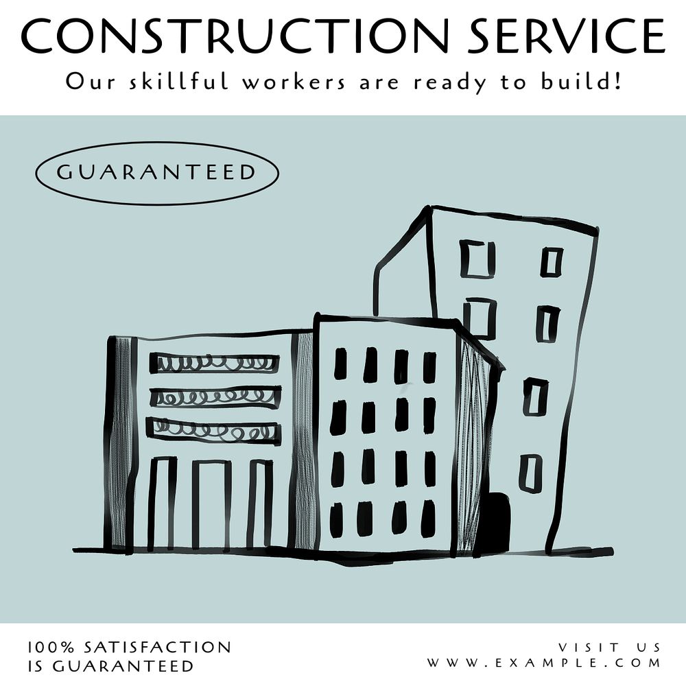 Construction service Instagram post template, editable design