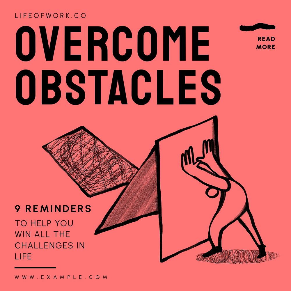 Overcome obstacles Instagram post template, editable design