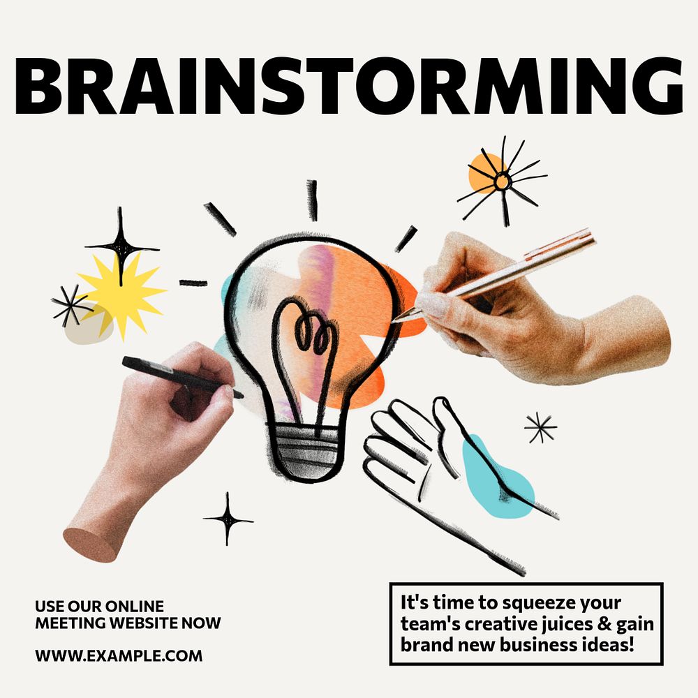 Creative brainstorming Instagram post template, editable design