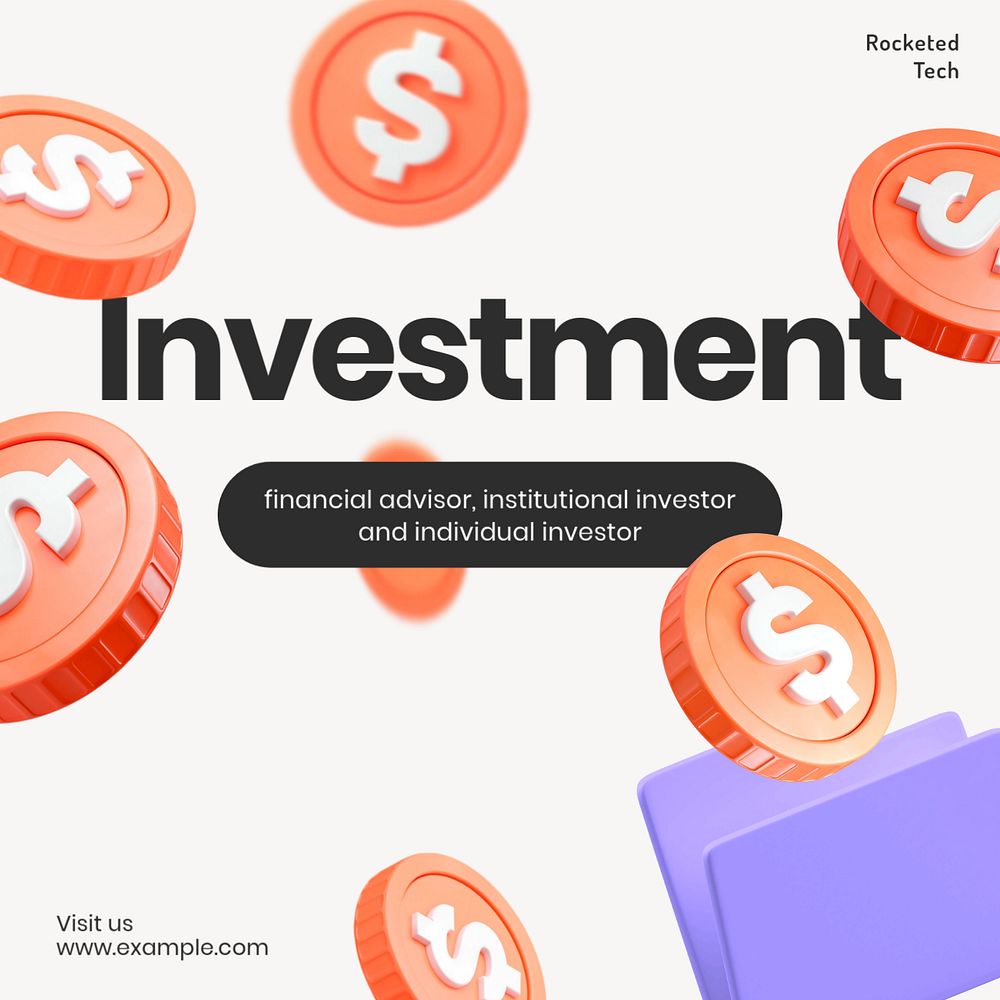 Financial advisor Instagram post template, editable 3D design