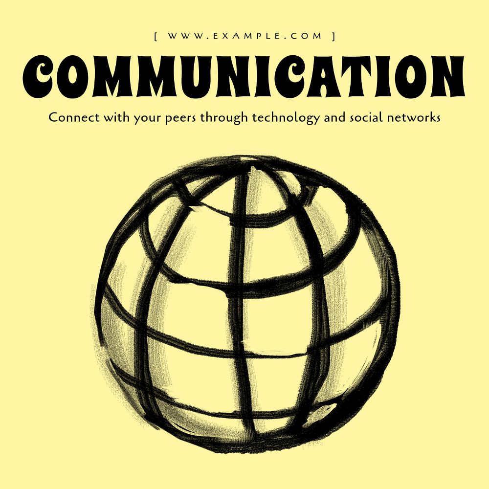 Communication globe Instagram post template, editable design