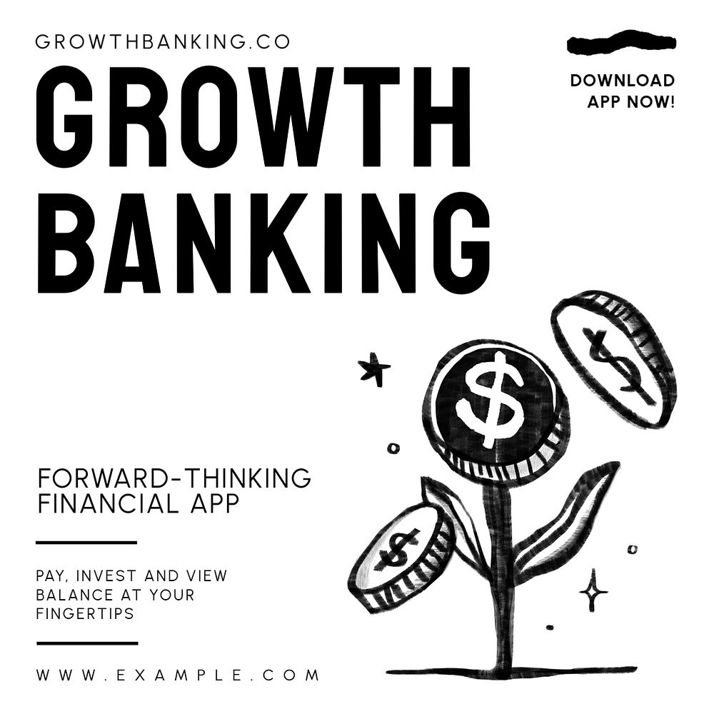 Growth banking Instagram post template, editable design