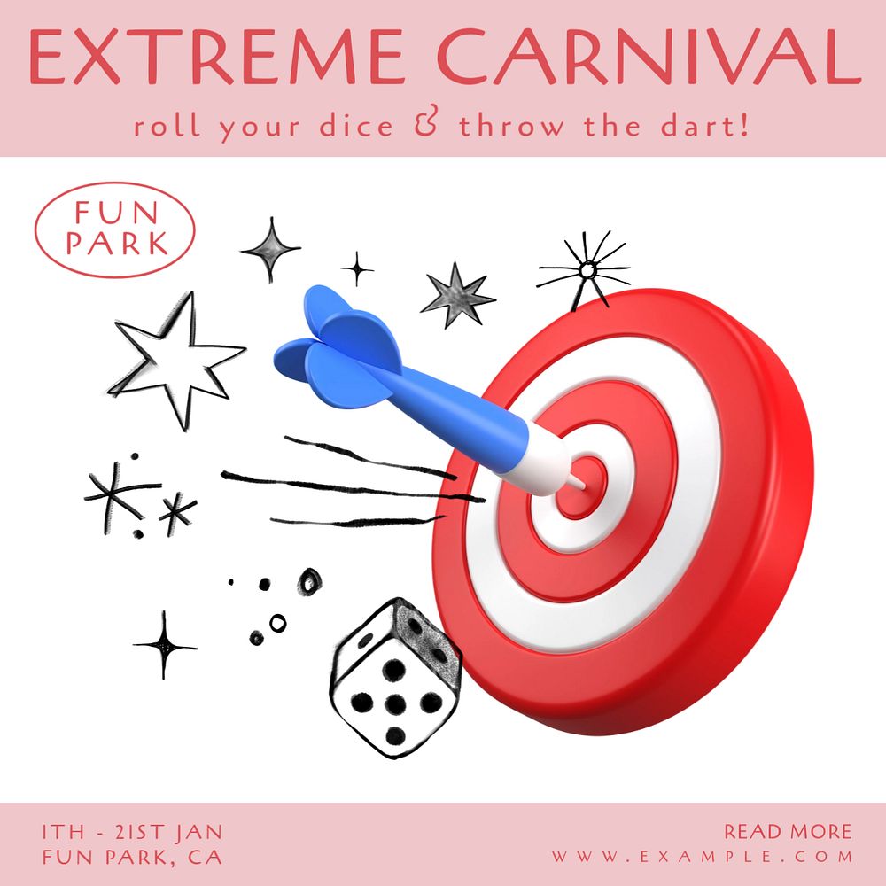 Extreme carnival Instagram post template, editable design