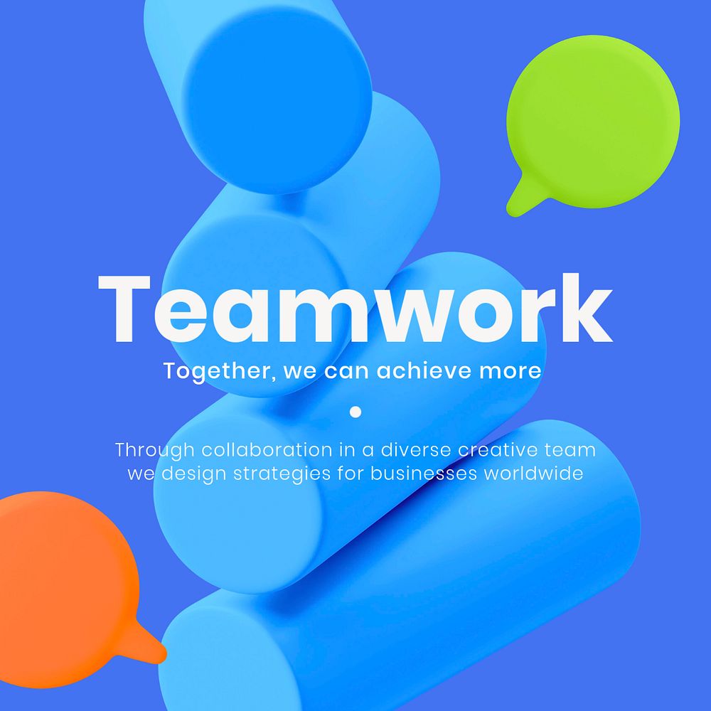 Business teamwork Instagram post template, editable 3D design