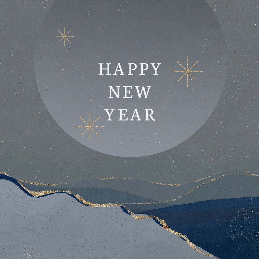 Happy new year Instagram post template, festive glittery design